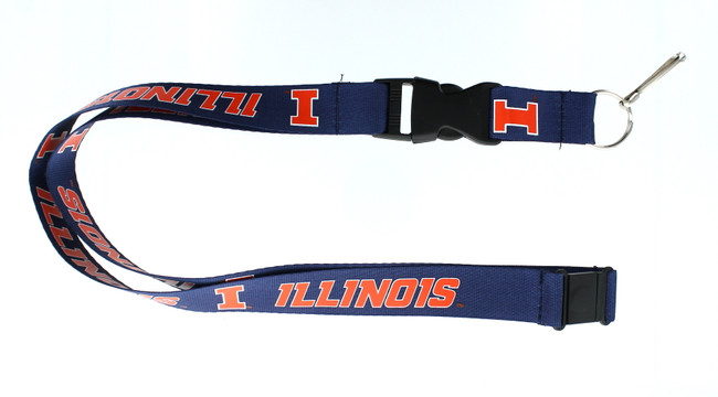 Illinois Fighting Illini Lanyard Keychain ID Holder NCAA Fan Accessory Blue