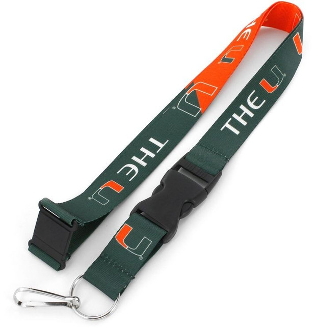 Miami Hurricanes Lanyard Keychain ID Holder NCAA Fan Accessory Breakaway Style Slogan Design