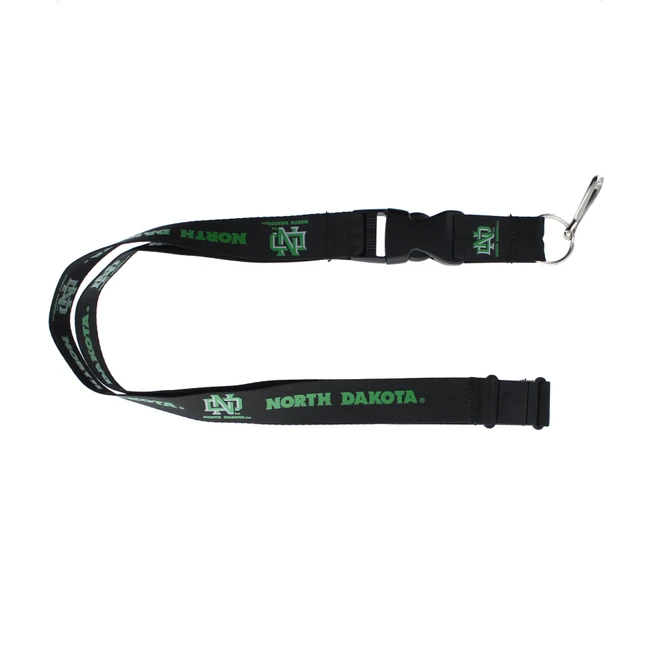 North Dakota Fighting Hawks Lanyard Keychain ID Holder NCAA Fan Accessory - Black