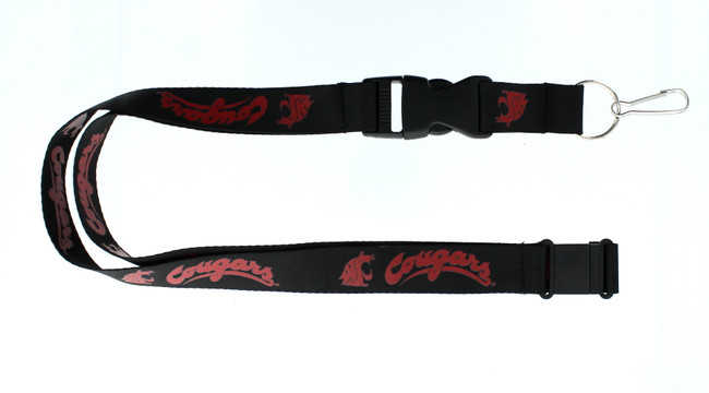 Washington State Cougars Lanyard Keychain ID Holder NCAA Fan Accessory Black