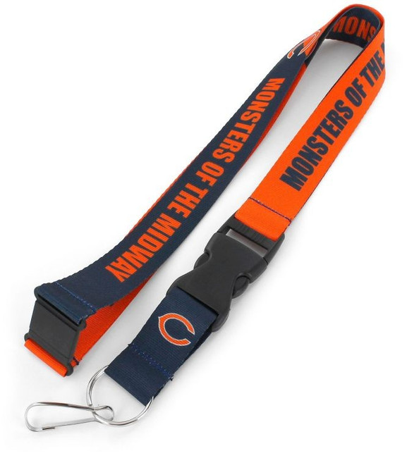Chicago Bears Lanyard Keychain ID Holder NFL Fan Accessory Breakaway Style Slogan Design