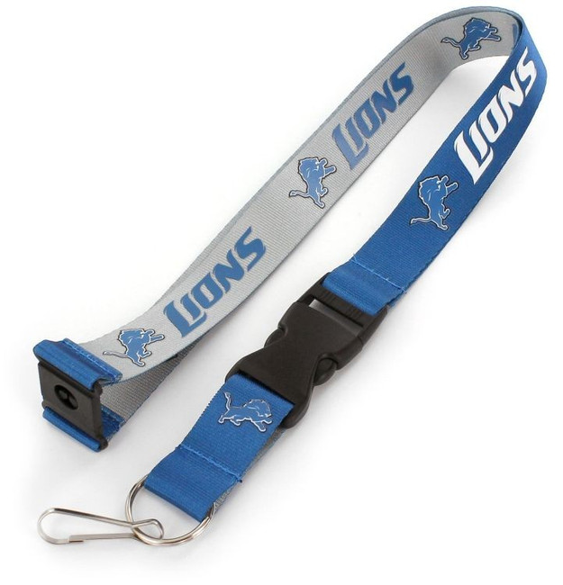 Detroit Lions Lanyard Keychain ID Holder NFL Fan Accessory Reversible Silver Blue