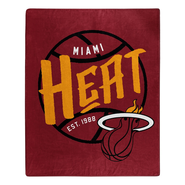 Miami Heat Blanket 50x60 Raschel Blacktop Design