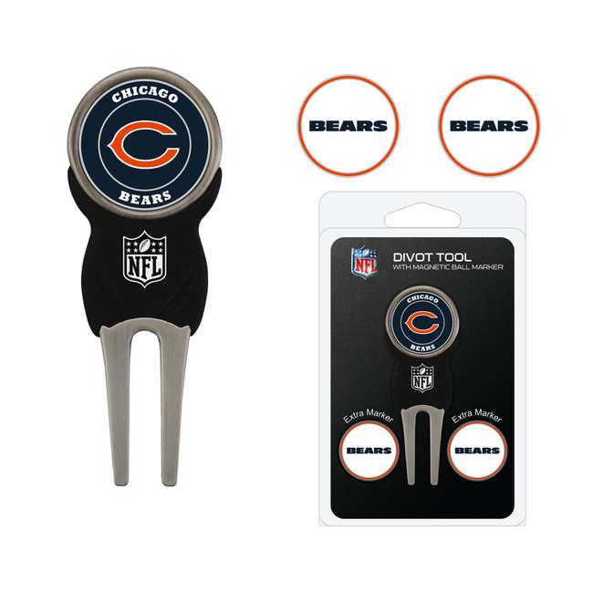 Chicago Bears Divot Tool Pack With 3 Golf Ball Markers