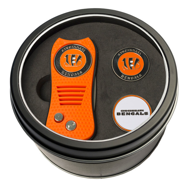 Cincinnati Bengals Tin Gift Set with Switchfix Divot Tool and 2 Ball Markers