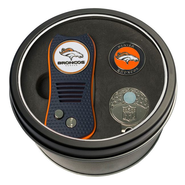 Denver Broncos Tin Gift Set with Switchfix Divot Tool, Cap Clip, and Ball Marker