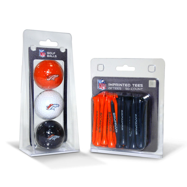 Denver Broncos 3 Golf Balls And 50 Golf Tees