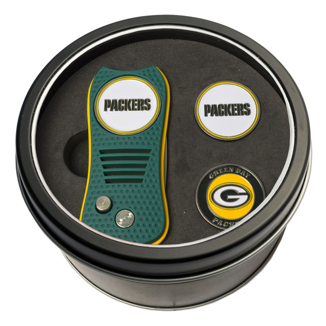 Green Bay Packers Tin Gift Set with Switchfix Divot Tool and 2 Ball Markers
