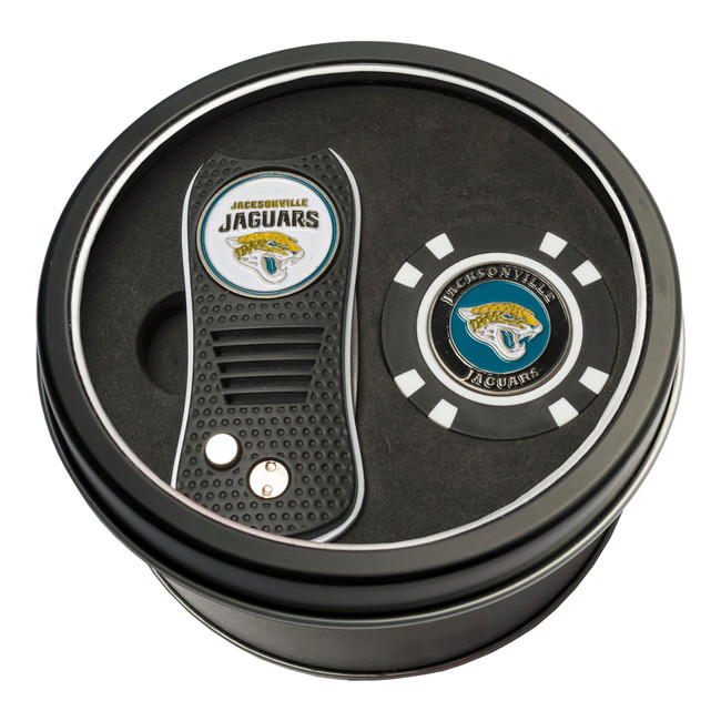 Jacksonville Jaguars Tin Gift Set with Switchfix Divot Tool and Golf Chip
