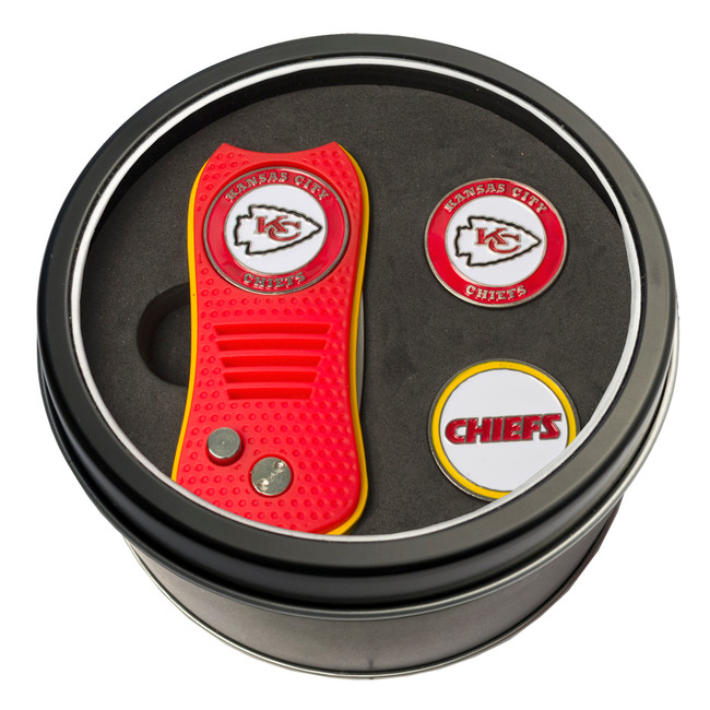 Kansas City Chiefs Tin Gift Set with Switchfix Divot Tool and 2 Ball Markers
