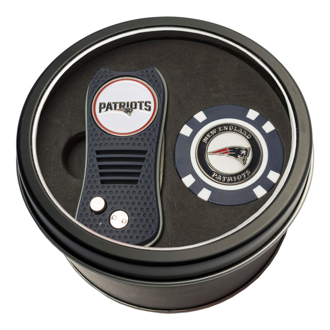 New England Patriots Tin Gift Set with Switchfix Divot Tool and Golf Chip