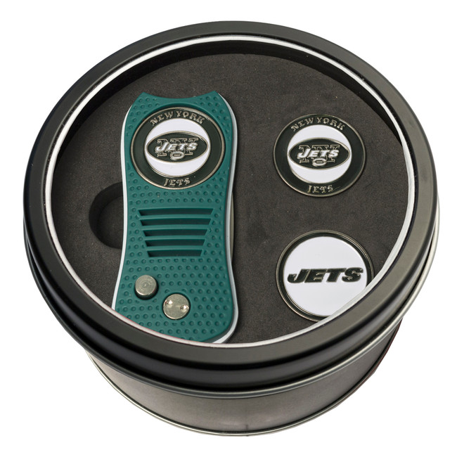 New York Jets Tin Gift Set with Switchfix Divot Tool and 2 Ball Markers