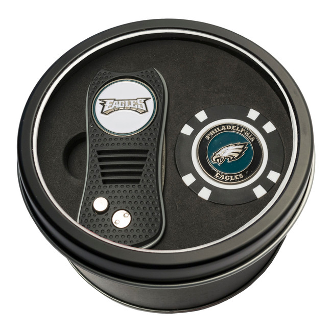 Philadelphia Eagles Tin Gift Set with Switchfix Divot Tool and Golf Chip