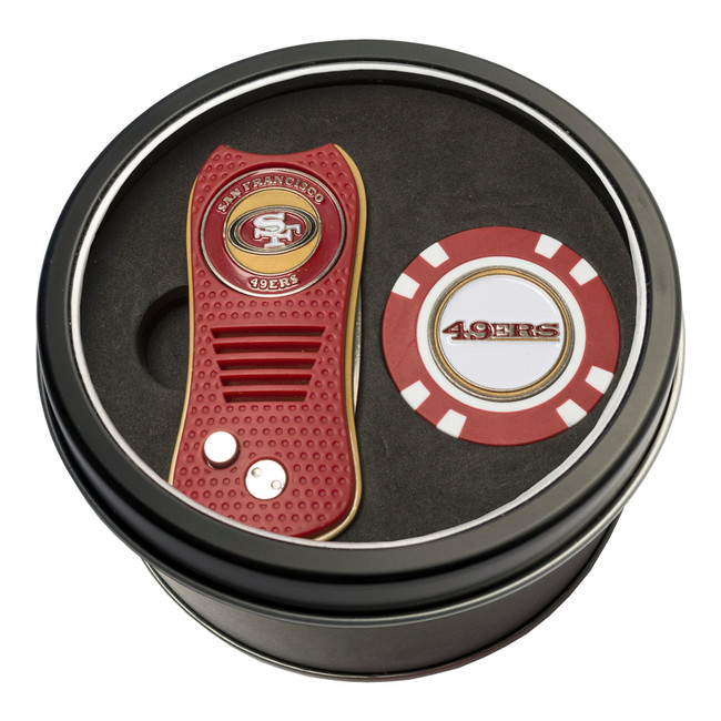 San Francisco 49ers Tin Gift Set with Switchfix Divot Tool and Golf Chip