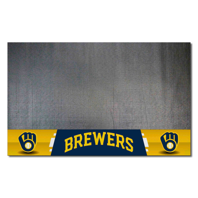 Milwaukee Brewers Grill Mat 26"x42" "M with Wheat" Logo and "Brewers" Wordmark