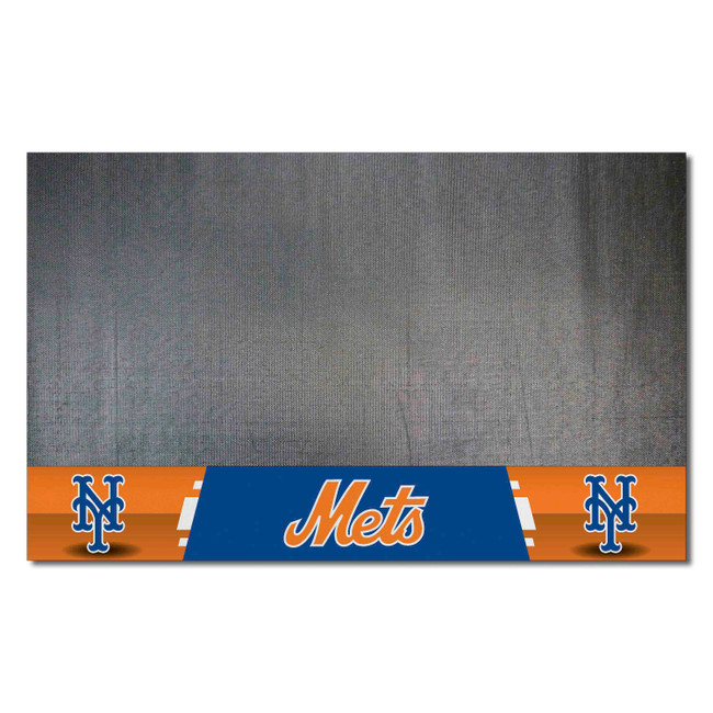 New York Mets Grill Mat 26"x42" "Circular Baseball with Script Mets" Logo and "Mets" Wordmark