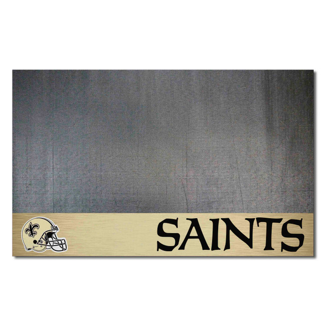 New Orleans Saints Vinyl Grill Mat - 26in. x 42in. Fleur-de-lis Primary Logo and Wordmark