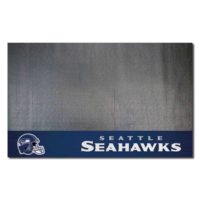 Seattle Seahawks Vinyl Grill Mat - 26in. x 42in. Seahawks Helmet Logo & Wordmark