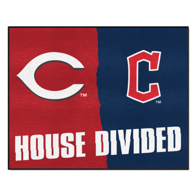 MLB House Divided - Reds / Guardians House Divided Mat 33.75"x42.5"