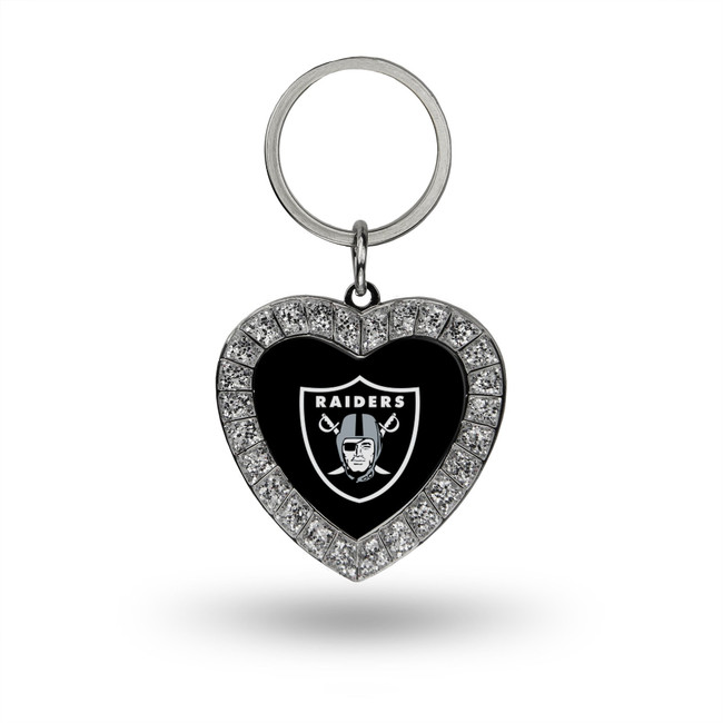 Las Vegas Raiders Rhinestone Heart Keychain