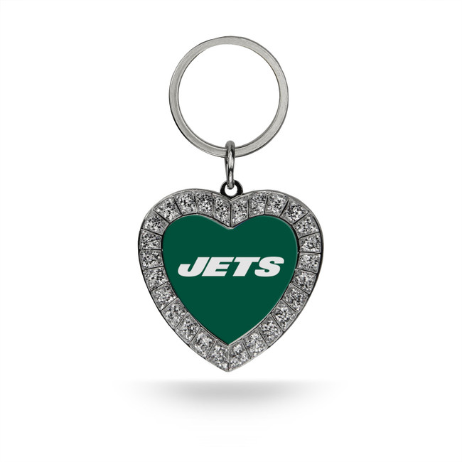 New York Jets Rhinestone Heart Keychain