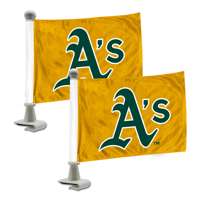 Oakland Athletics Ambassador Car Flags - 2 Pack Mini Auto Flags, 4in X 6in