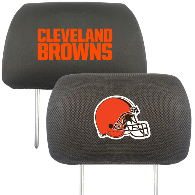 Cleveland Browns Embroidered Head Rest Cover Set - 2 Pieces Browns Helmet Primary Logo & Wordmark