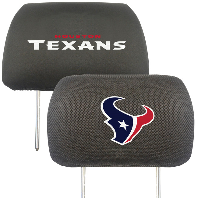 Houston Texans Embroidered Head Rest Cover Set - 2 Pieces Bull Head Primary Logo & Wordmark