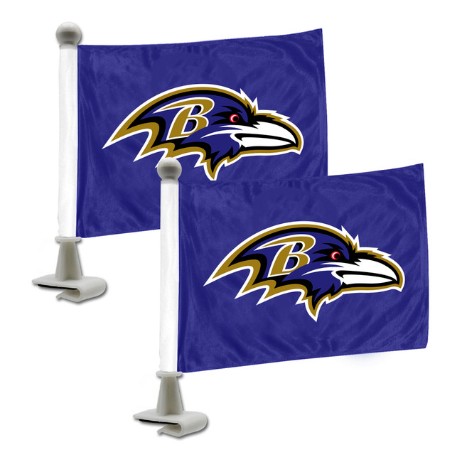 Baltimore Ravens Ambassador Car Flags - 2 Pack Mini Auto Flags, 4in X 6in