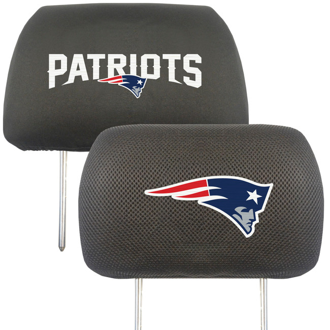 New England Patriots Embroidered Head Rest Cover Set - 2 Pieces Patriot Head Primary Logo & Wordmark