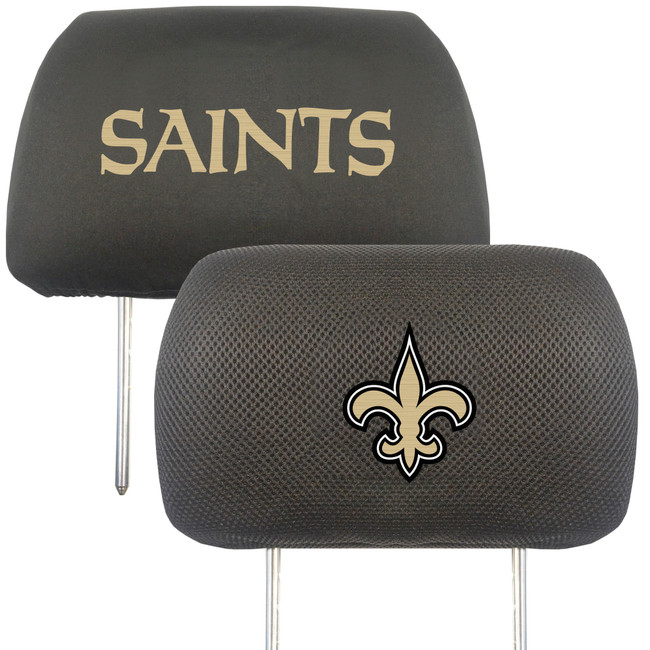 New Orleans Saints Embroidered Head Rest Cover Set - 2 Pieces Fleur-de-lis Primary Logo and Wordmark
