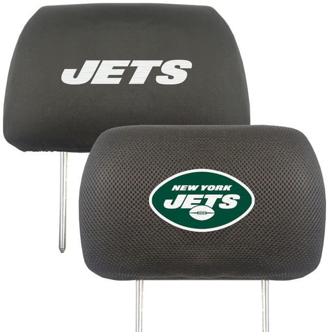 New York Jets Embroidered Head Rest Cover Set - 2 Pieces Oval Jets Primary Logo & Wordmark