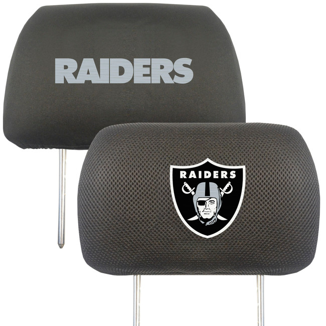 Las Vegas Raiders Embroidered Head Rest Cover Set - 2 Pieces Raider Shield Primary Logo & Wordmark