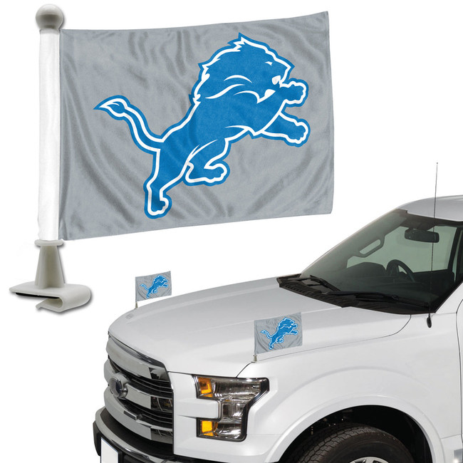 Detroit Lions Ambassador Car Flags - 2 Pack Mini Auto Flags, 4in X 6in