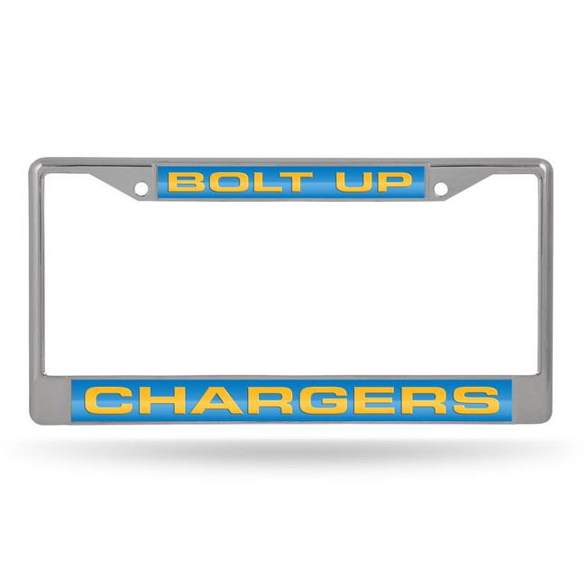 Los Angeles Chargers Laser Chrome License Plate Frame "Bolt Up"