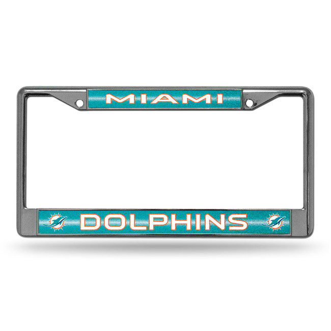 Miami Dolphins Bling Chrome License Plate Frame