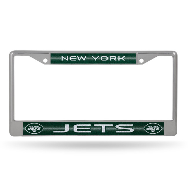 New York Jets Bling Chrome License Plate Frame