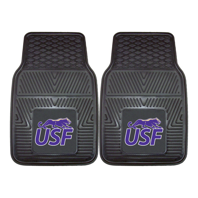 University of Sioux Falls - Sioux Falls Cougars 2-pc Vinyl Car Mat Set "Cougar & USF" Logo Black