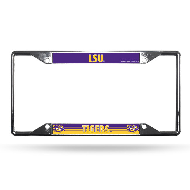 LSU Tigers License Plate Frame Chrome EZ View