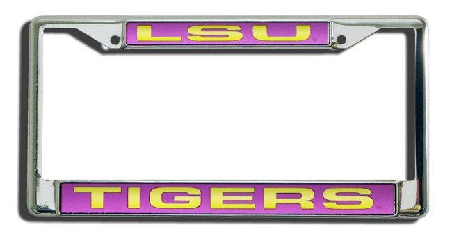 LSU Tigers License Plate Frame Laser Cut Chrome
