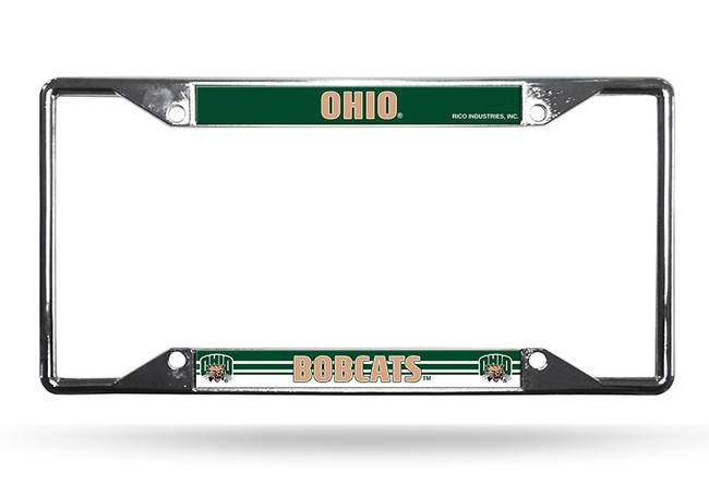Ohio Bobcats License Plate Frame Chrome EZ View