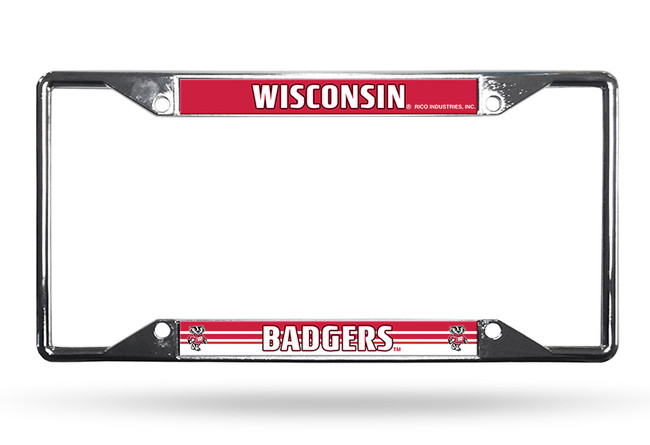 Wisconsin Badgers License Plate Frame Chrome EZ View