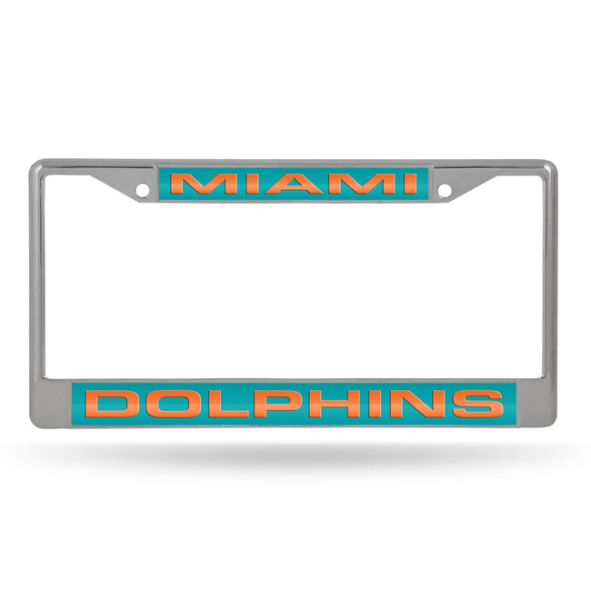 Miami Dolphins License Plate Frame Laser Cut Chrome