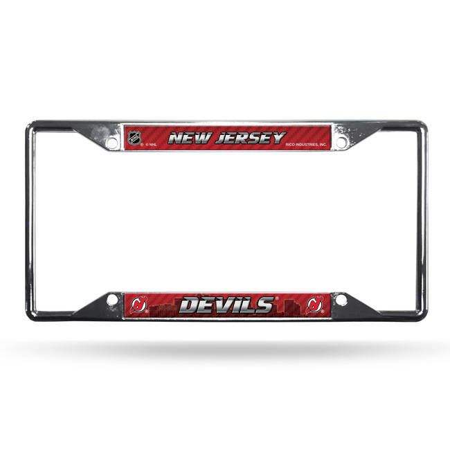 New Jersey Devils License Plate Frame Chrome EZ View