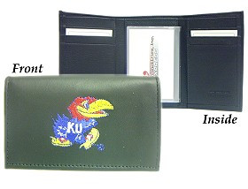 Kansas Jayhawks Wallet Trifold Leather Embroidered