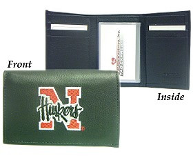 Nebraska Cornhuskers Wallet Trifold Leather Embroidered
