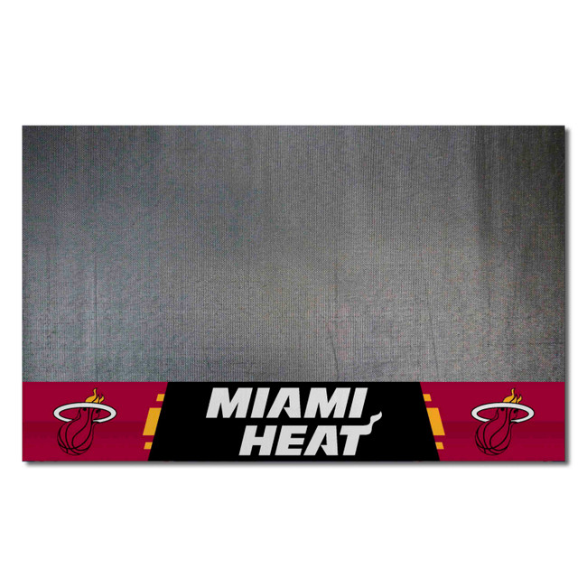 Miami Heat Vinyl Grill Mat - 26in. x 42in. Flaming Basketball Primary Logo & Wordmark