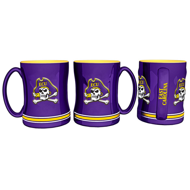 East Carolina Pirates Coffee Mug 14oz Sculpted Relief