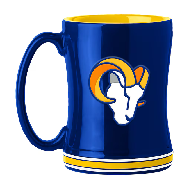 Los Angeles Rams Coffee Mug 14oz Sculpted Relief Blue and White