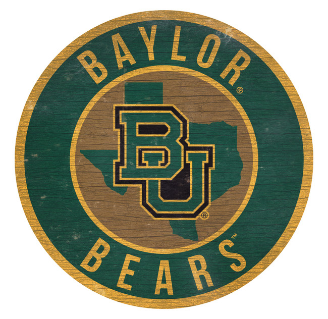 Baylor Bears Sign Wood 12 Inch Round State Design